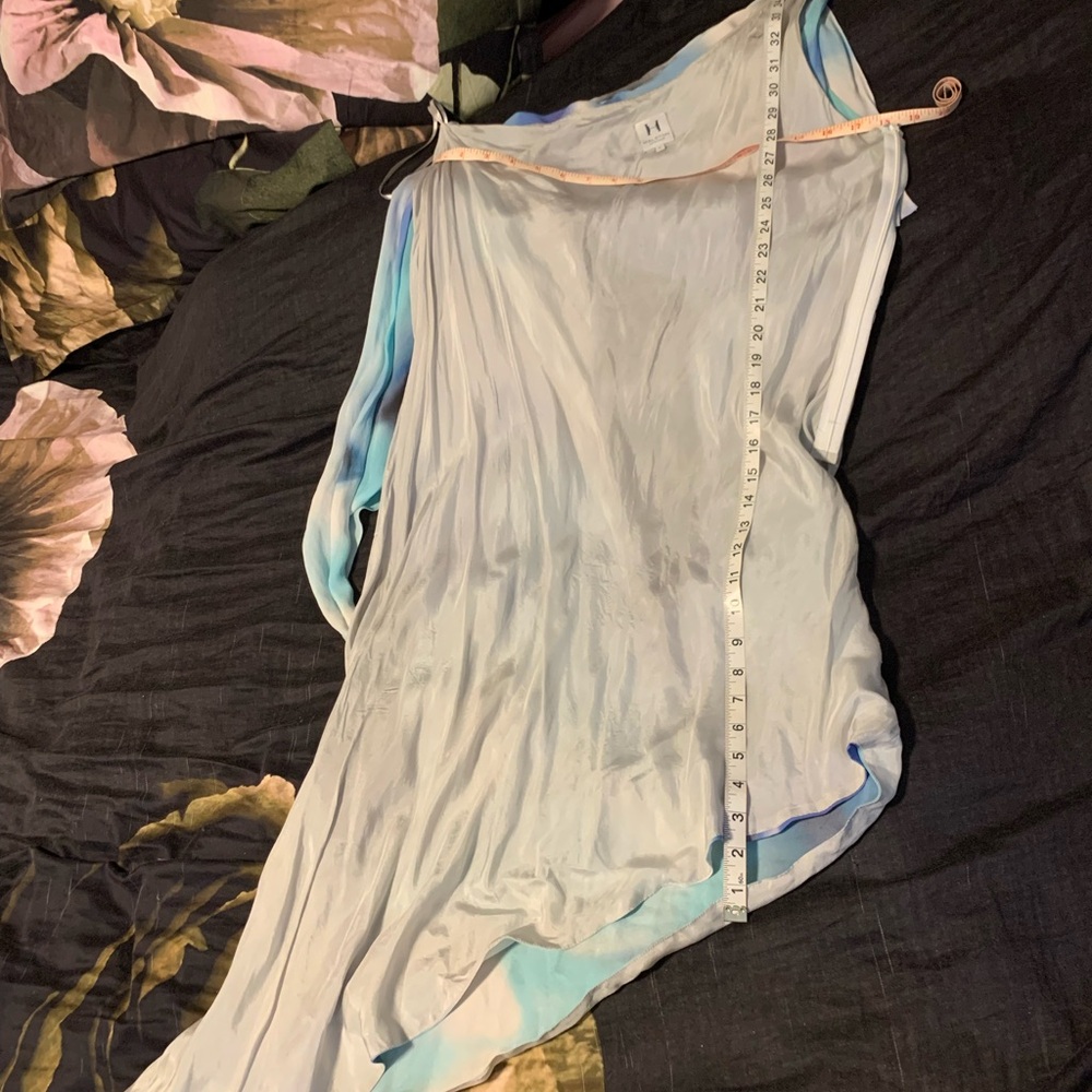 Halston Heritage Galaxy Blue One Shoulder Tiered Asymmetric Dress 8 - Picture 9 of 13